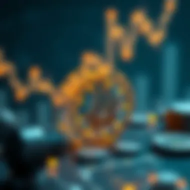 An abstract representation of blockchain technology in a financial context