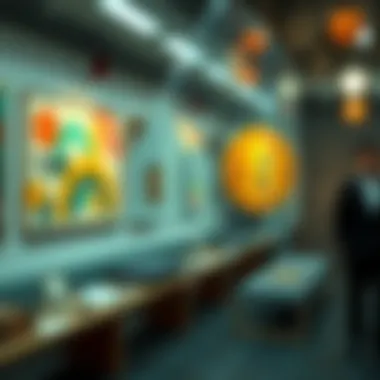 A diagram illustrating the concept of shared ownership in art via blockchain.