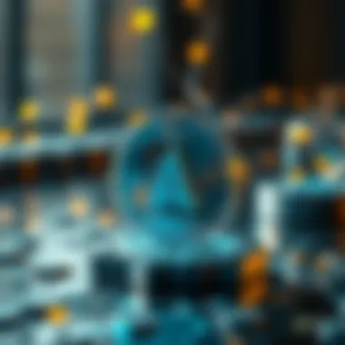 Blockchain Framework Conceptual illustration of blockchain technology underlying AquaCoin