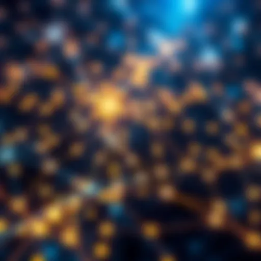 An intricate blockchain network visualizing connections