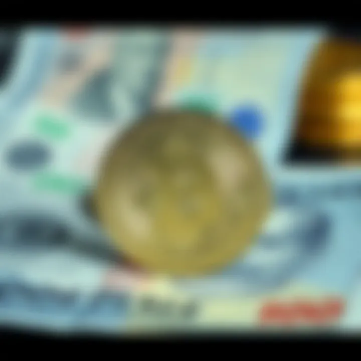 Cryptocurrency and Traditional Currency Conceptual representation of cryptocurrency effects on traditional currency