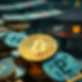 Cryptocurrency and Traditional Currency Interaction A visual representation of cryptocurrency interacting with traditional currency systems