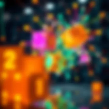 A vibrant display of fractional art pieces interconnected through digital networks.