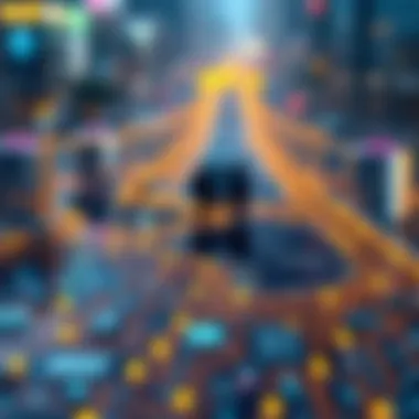 Visual representation of the intersection between no-code platforms and blockchain technology