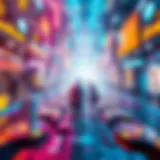 The Fusion of Reality and Virtuality in the Metaverse A vibrant representation of a digital universe merging reality and virtual elements