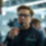 Elon Musk engaged in a discussion about technology and innovation