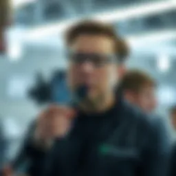 Elon Musk engaged in a discussion about technology and innovation