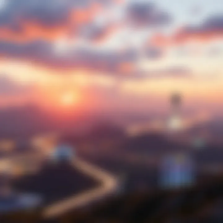 Future Opportunities in Blockchain A futuristic landscape visualizing potential opportunities in the blockchain realm.