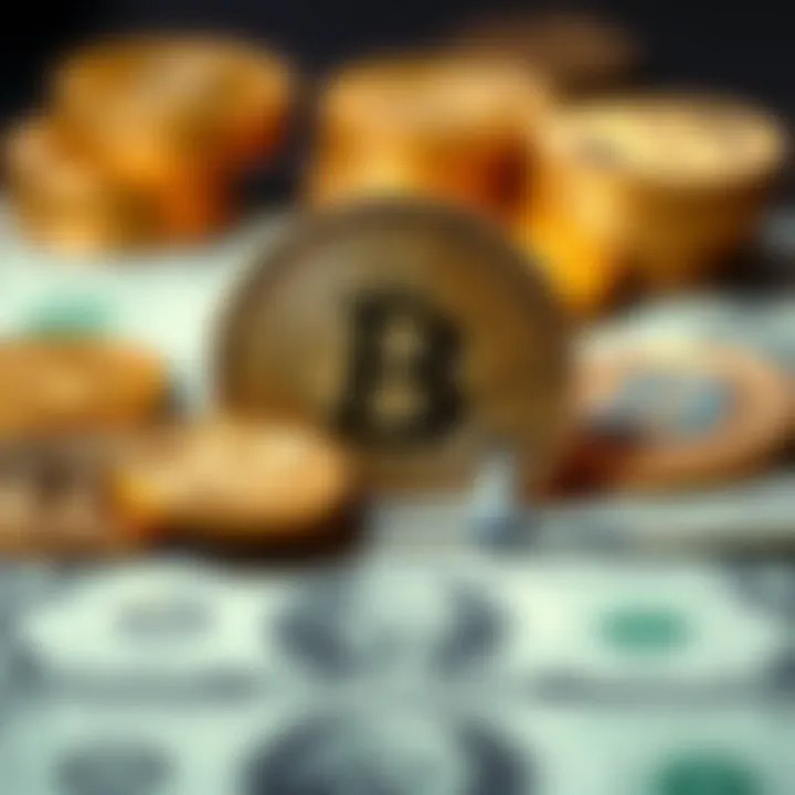 Relative Value of Cryptocurrencies to the Dollar A conceptual image showing the relative value of cryptocurrencies compared to the dollar