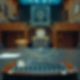 A visual representation of Ripple's logo interwoven with legal symbols to signify the ongoing lawsuit with the SEC.