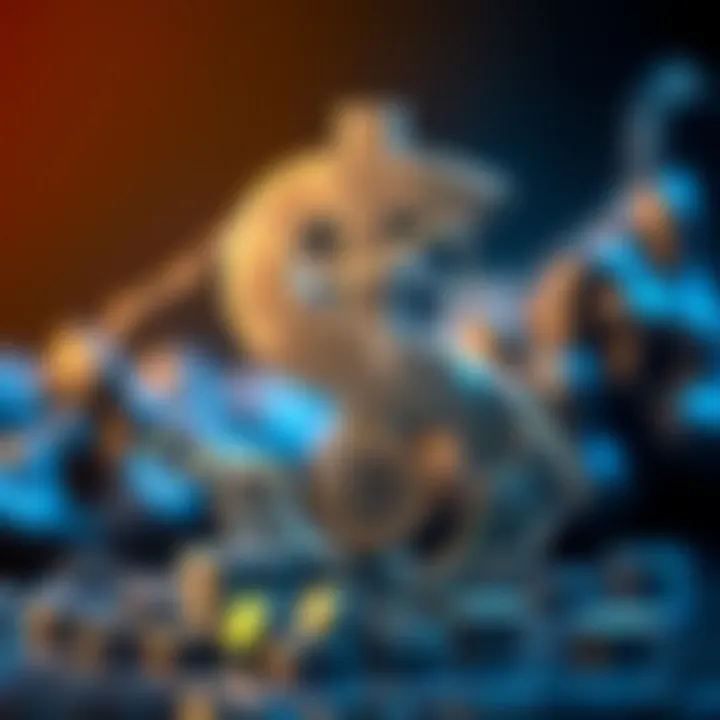 USD Symbol with Digital Assets Illustration of USD symbol intertwined with digital assets